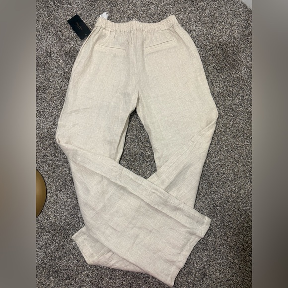 Zara Basic Beige Linen Trousers- NWT - Picture 4 of 4